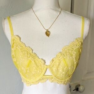 Intimately Free People 34D Underwire Yellow Lace Bra
